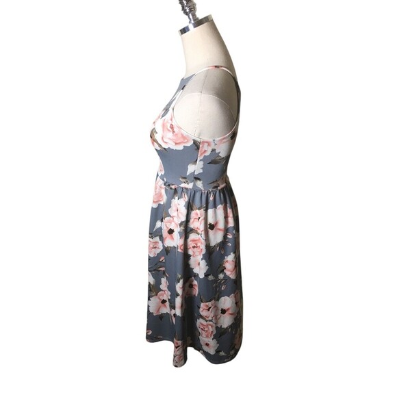 Aqua Dress Women's Size Small Gray Pink Floral Midi Sleeveless - Picture 3 of 5